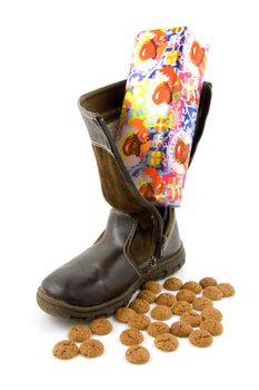 Typical Dutch celebration: Sinterklaas with shoe and ginger nuts