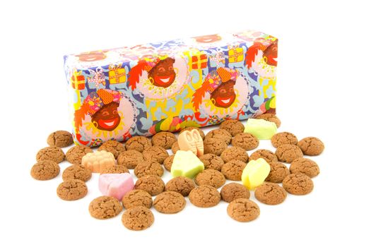 Typical dutch sweets: pepernoten (ginger nuts) and present for a celebration at 5 december in the Netherlands