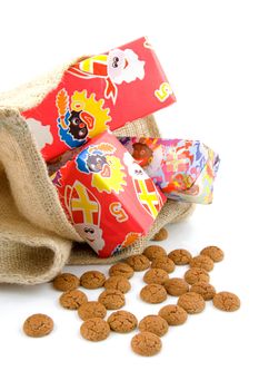 Typical Dutch celebration: Sinterklaas with surprises in bag and ginger nuts, ready for the kids in december