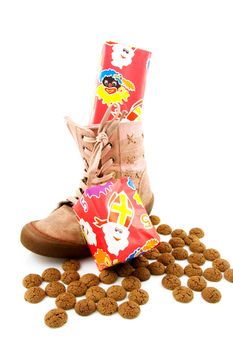 Typical Dutch celebration: Sinterklaas with shoe and ginger nuts