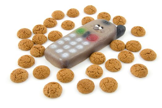 pepernoten (ginger nuts) sweets and marzipan phone for typical Dutch festivity at 5 december