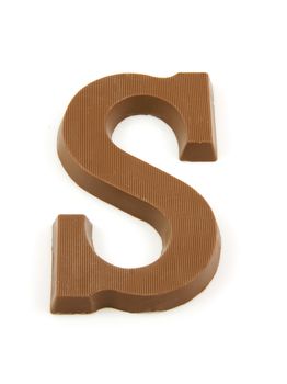 Milk Chocolate letter S for Sinterklaas, typical Dutch party in december, isolated on white background