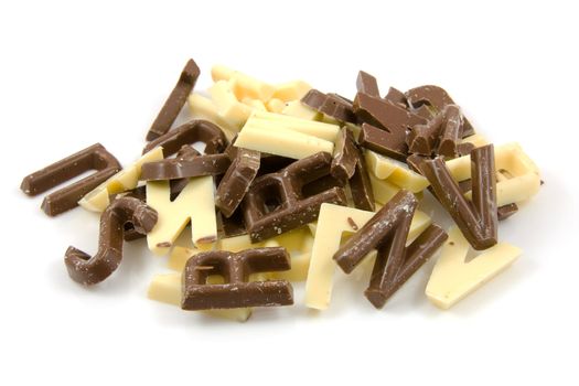 Isolated white and brown chocolate candy letters for Sinterklaas. Typical Dutch event in december.