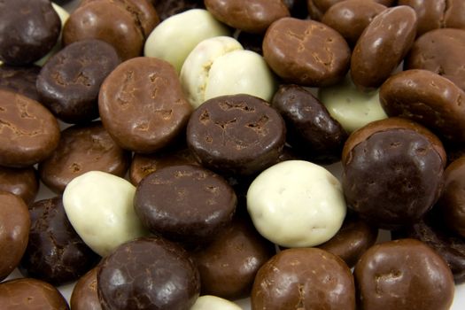 chocolate gingernuts, pepernoten, in closeup. Tyical Dutch candy for 5 december.can be used as background