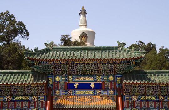 Cloud Gate, Stupa, Beihai Park, Beijing, China.

Editor's Note--this is a public park in Beijing and no property release is required.