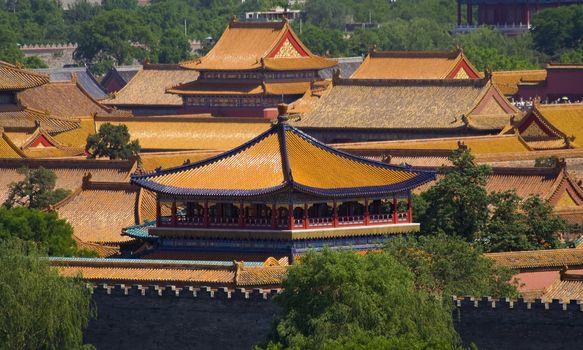 Forbidden City, Emperor's Palace, Beijing, China taken from a public park.

The Forbidden City is a National Monument in China.  No property release is required since taken from a public park.