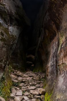 The path to the dark mysterious cave