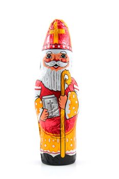 Chocolate Sinterklaas, candy for a tradiotional event in the Netherlands, over white background