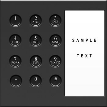 Modern black telephone keypad with sample text