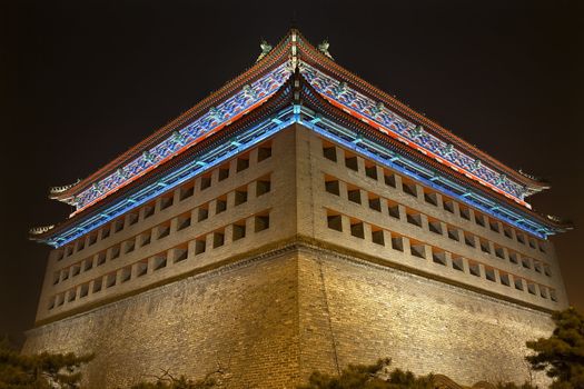 Southeast Corner Watchtower Dongguan Men Beijing China  This was the tower the American Army went over in the Boxer Rebellion.

Resubmit--In response to comments from reviewer have further processed image to reduce noise, sharpen focus and adjust lighting.