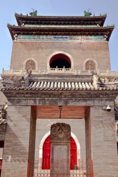 Ancient Stone Bell Tower Imperial Stele Beijing China. Imperial Stele from 1747 by Emperor Qianlong.