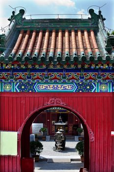 Guanghua Buddha Temple Entrance Gate Beijing China Famous Buddhist Temple on Houhai Lake, Beijing, China