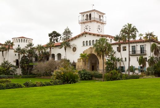Exterior of famous Santa Barbara court house in California
