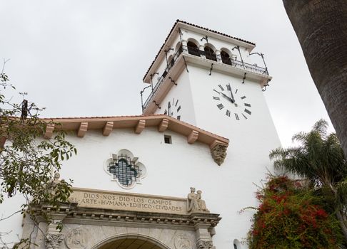 Exterior of famous Santa Barbara court house in California