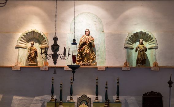Altar in main chapel at Mission La Purisima Conception in California State Park in Lompoc