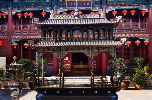 Guanghua Buddha Temple Incense Burner Beijing China Famous Buddhist Temple on Houhai Lake, Beijing, China