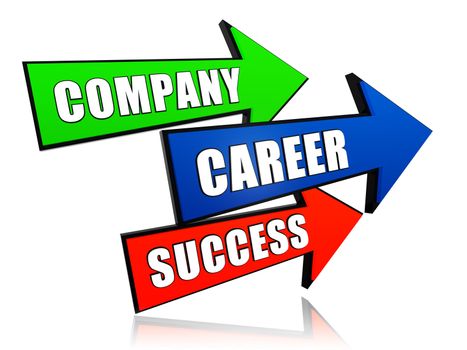 company, career, success - text in 3d arrows, business concept
