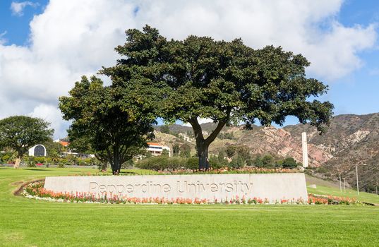 MALIBU, CALIFORNIA - DECEMBER 13: Grounds of Pepperdine University Malibu on December 13, 2012. The university opened at this site in September 1972