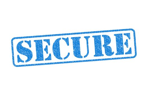 SECURE blue rubber stamp over a white background.