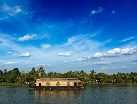 Houseboat on Kerala backwaters. Kerala, India