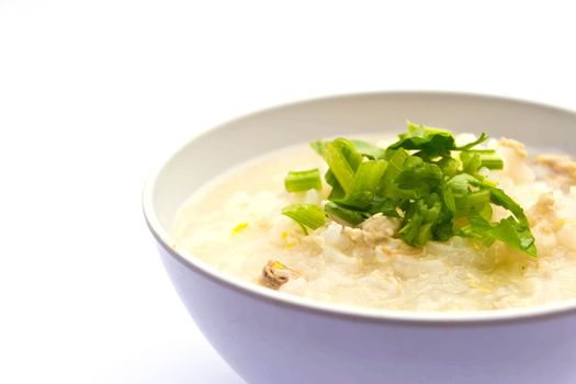 Traditional porridge rice gruel in bowl