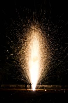 colorful fireworks on floor and background