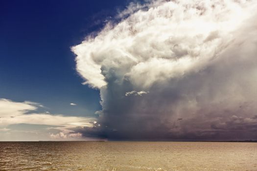 beginning of the storm over the lake. photo