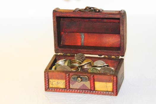 still-life, a chest with money