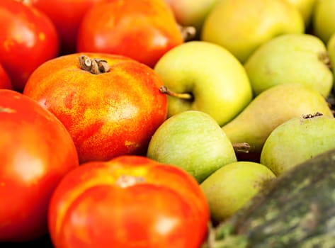 background of fruits and  fresh tomatoes