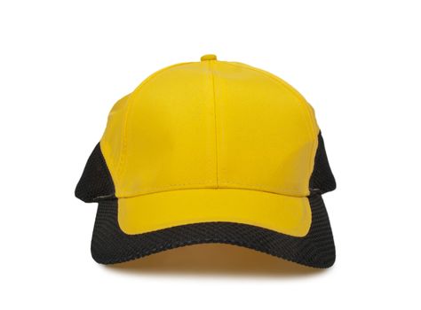 yellow cap with black border isolated on white background