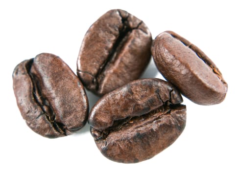 The  coffee beans on a white background