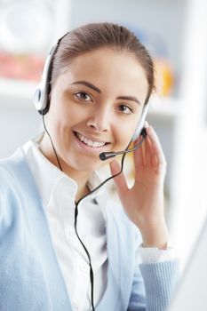 Portrait of beautiful girl with headset