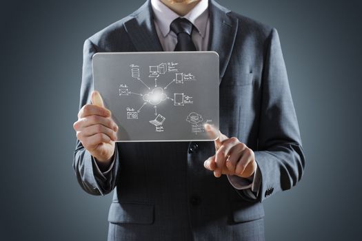 futuristic display: Cloud computing touchscreen interface