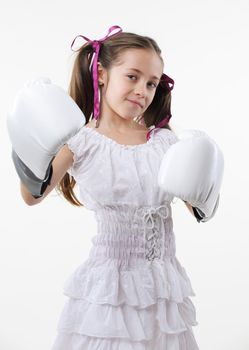 young beautiful girl ready to box