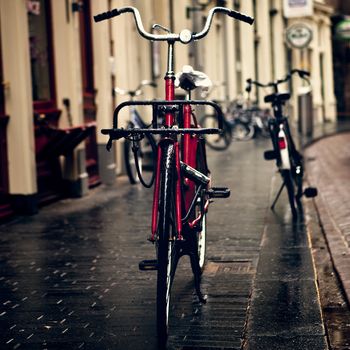 Beautiful view of bicycles in center of Amsterdam