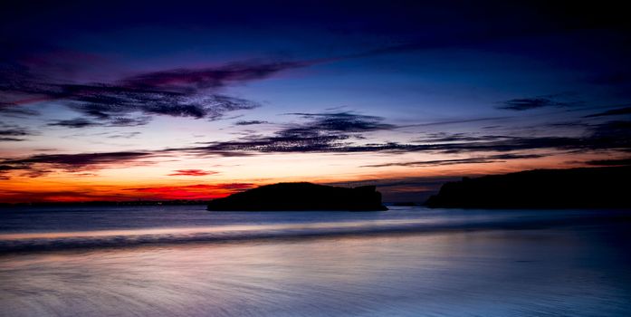 Beautiful sunset in a beach of south Europe