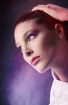 Sensual woman portrait, fashion model, close up
