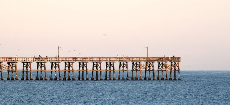 Goleta pier in the evening at sunset.