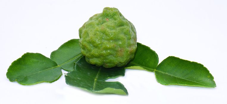 Kaffir lime on white background