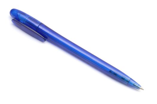 Blue Ballpoint Pen Isolated On White background 