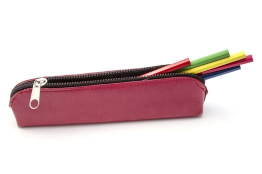 Beautiful pencil case isolated on white 