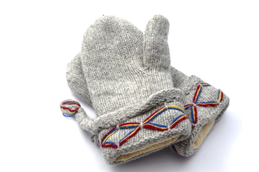 Warm gloves isolated on white background 