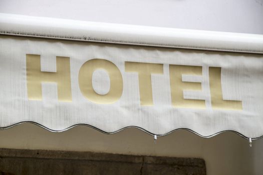Hotel sign closeup in Prauge