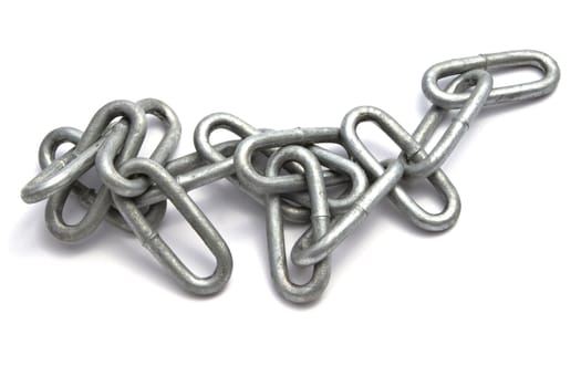 Chains closeup on white background 
