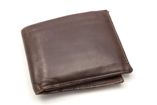 Old Brown wallet isolated on white background 