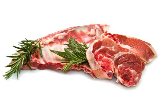 a group of rib lamb isolated on white