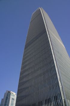 Largest Building Skyscraper Guomao Central Business District Beijing China Patterns in the Steel