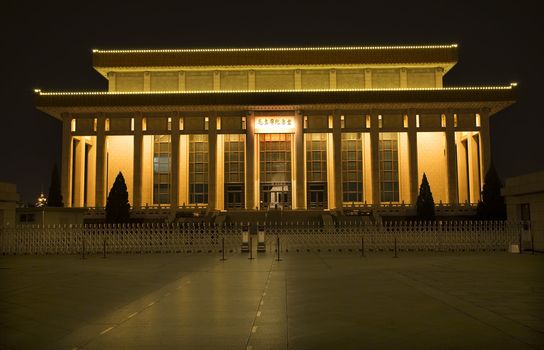 Mao Zedong Tse Tung Tomb Tiananmen Square Beijing, China Night Shot