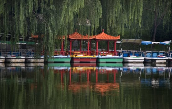 Red Boats Green Willows and Reflections Purple Bamboo Park Beijing China