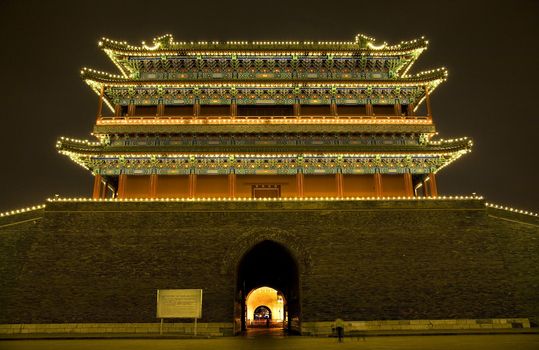 Qianmen Zhengyang Gate Tiananmen Square Beijing, China Night Shot